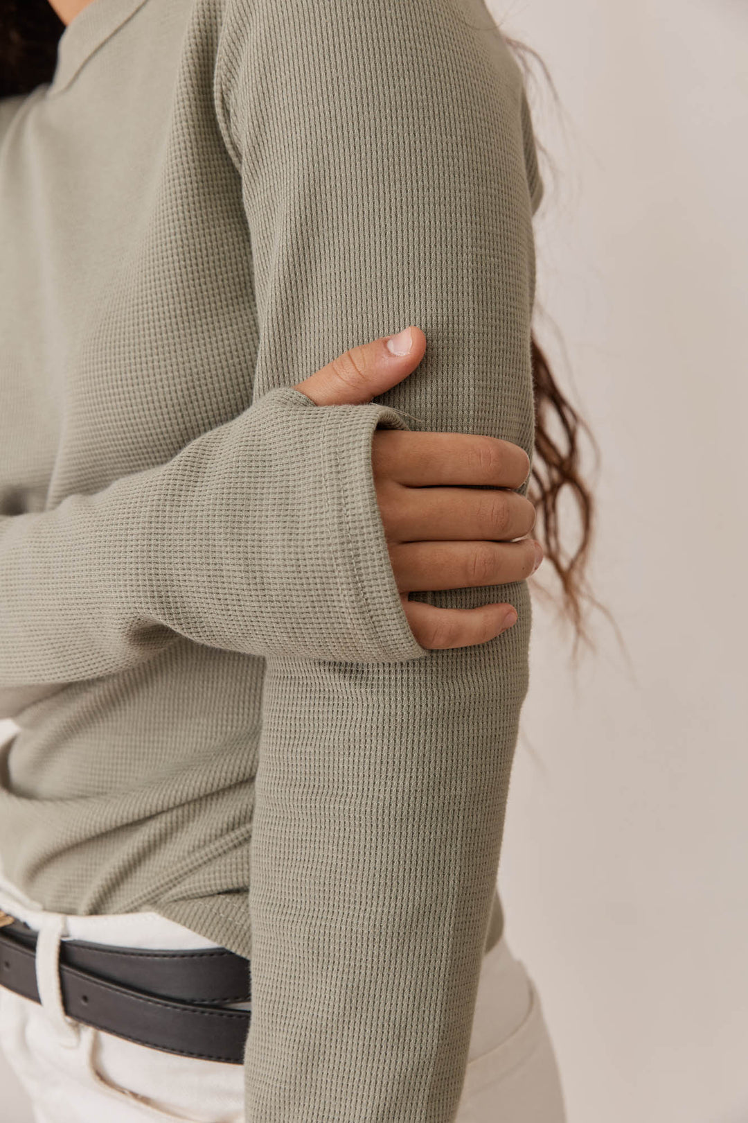 טי שירט לני וופל שרוולי כפפה | ירוק