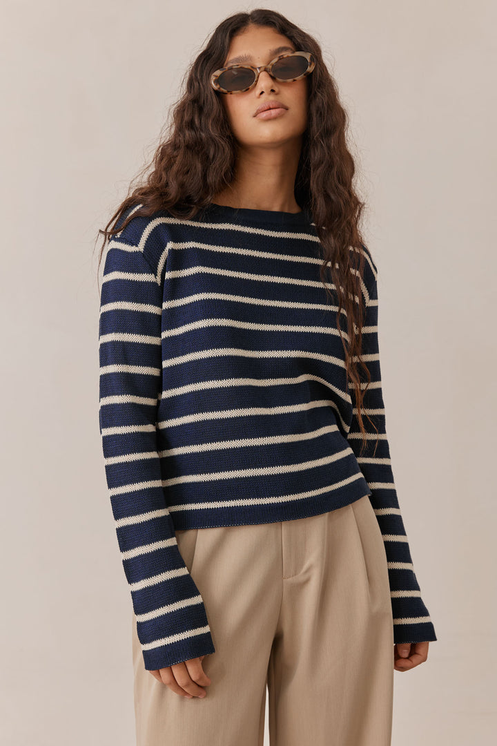 סריג מייקל סטרייפס | כחול/בז'