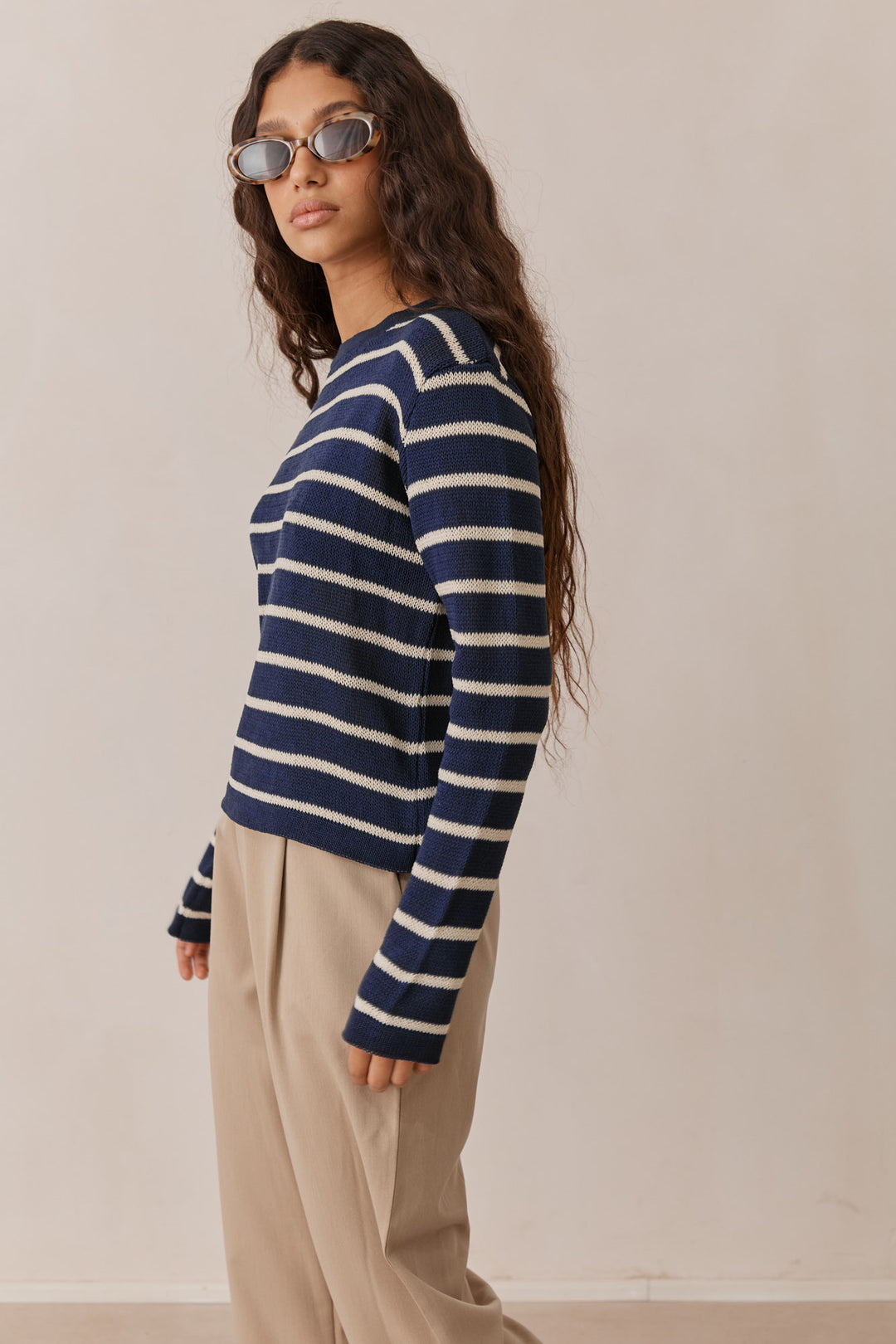 סריג מייקל סטרייפס | כחול/בז'