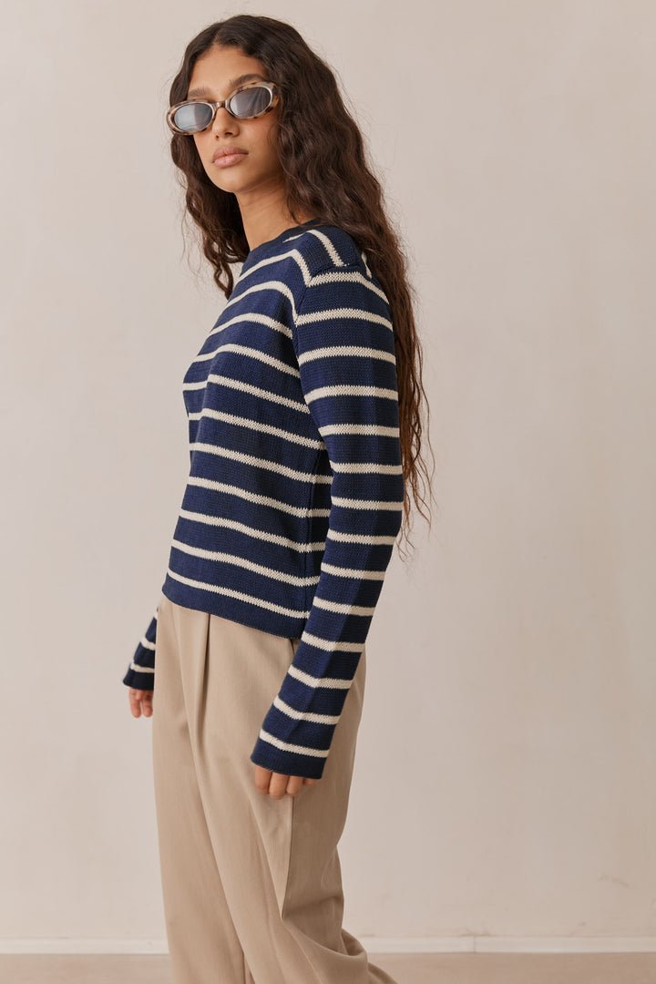 סריג מייקל סטרייפס | כחול/בז'