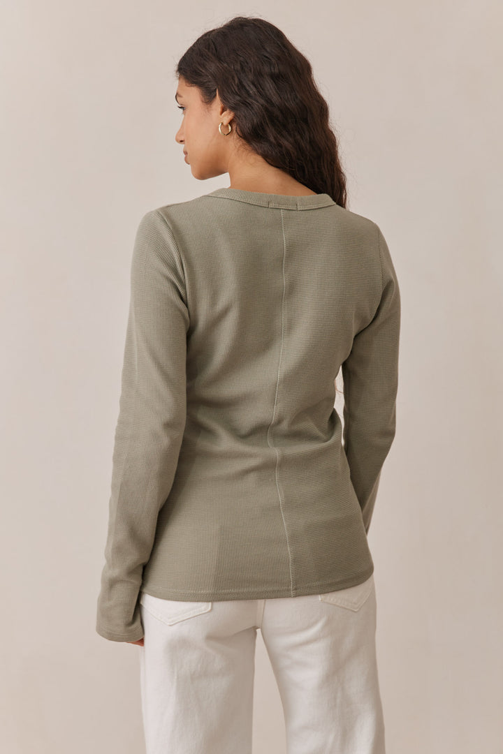 טי שירט לני וופל שרוולי כפפה | ירוק