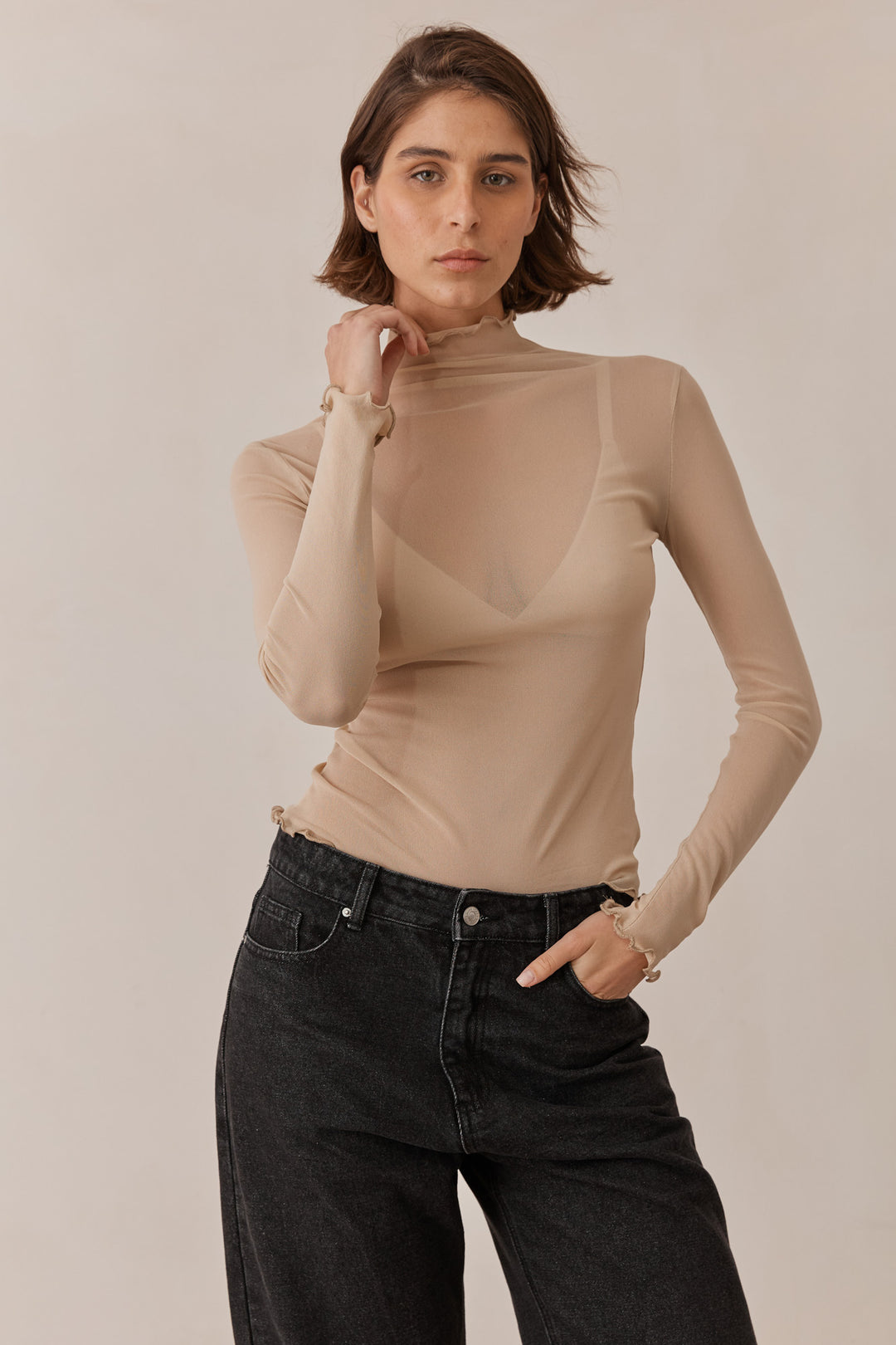 חולצת גולף גייל שקפקפה | בז'