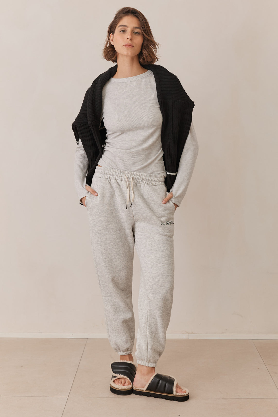 טי שירט לני וופל שרוולי כפפה | אפור בהיר