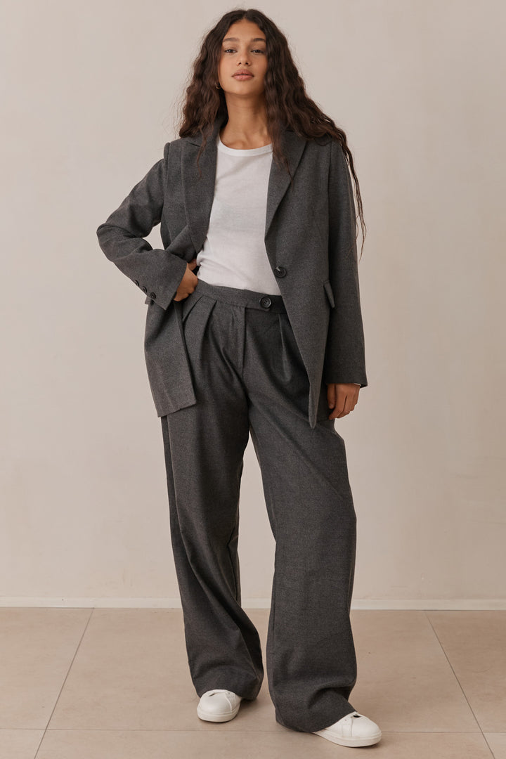 בלייזר מחויט בוסטון בד צמרי | אפור כהה