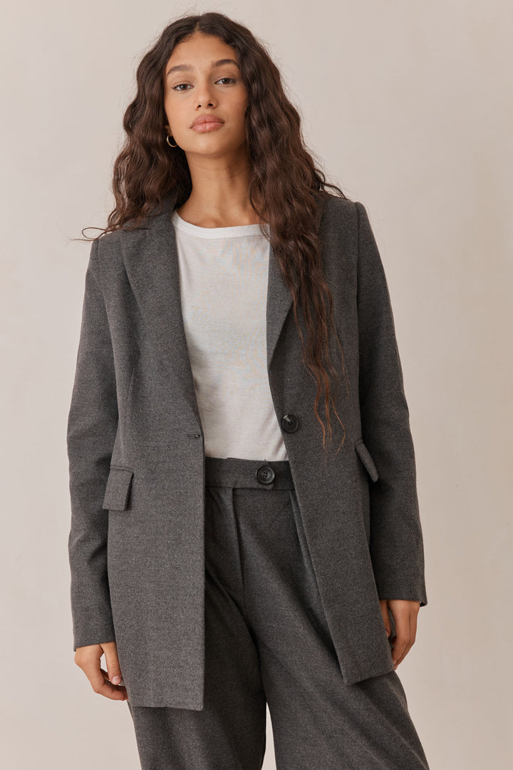 בלייזר מחויט בוסטון בד צמרי | אפור כהה