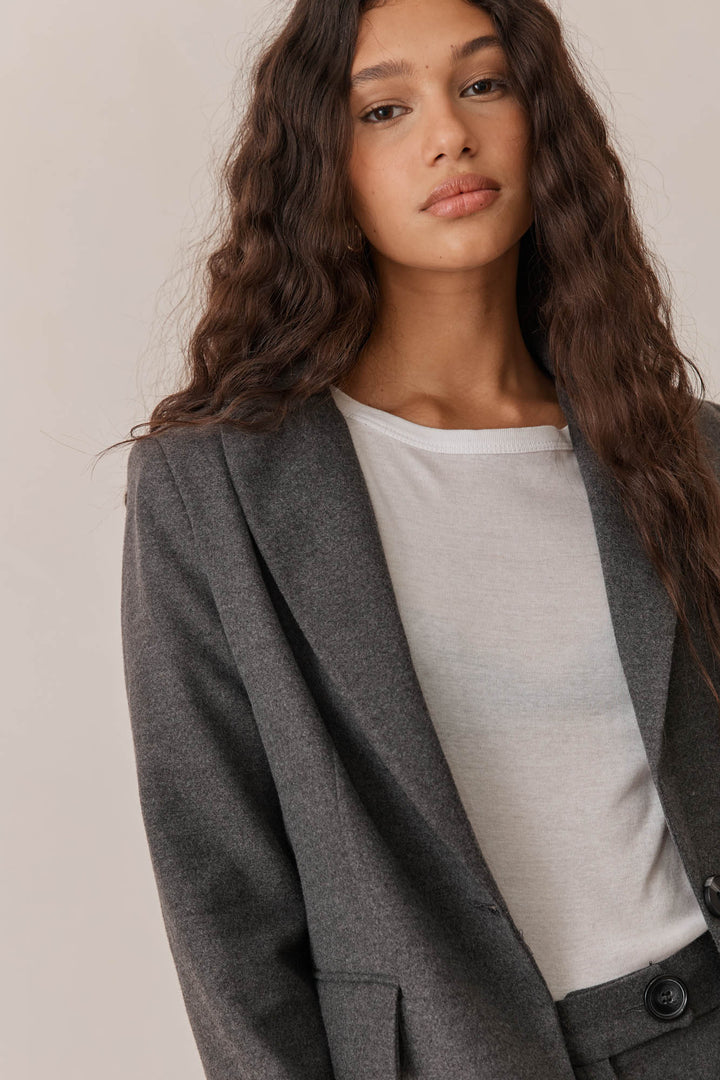 בלייזר מחויט בוסטון בד צמרי | אפור כהה