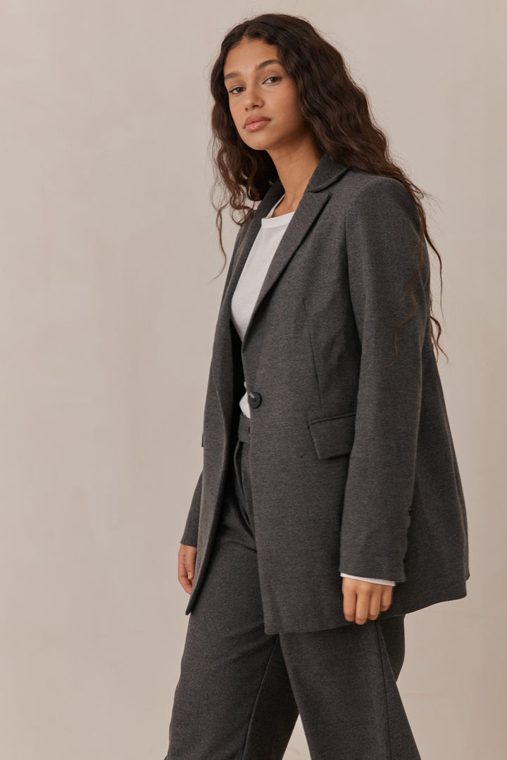 בלייזר מחויט בוסטון בד צמרי | אפור כהה