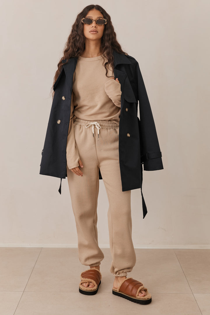 טי שירט לני וופל שרוולי כפפה | בז'