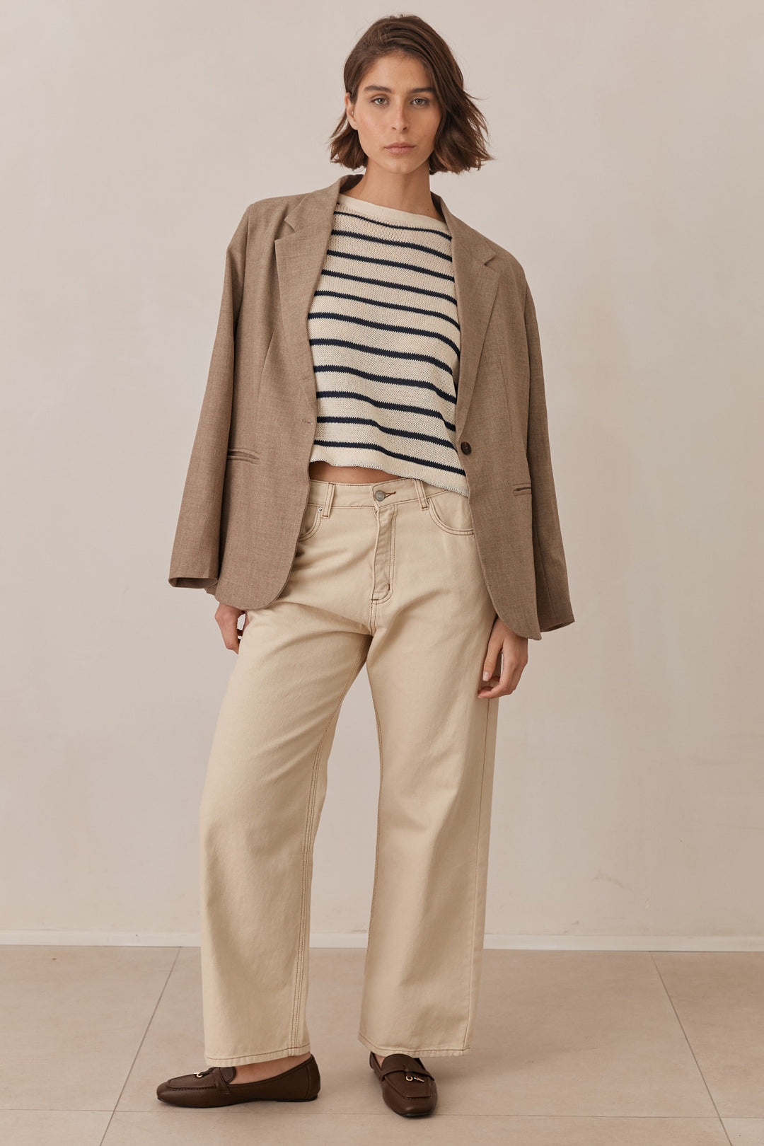 סריג מייקל סטרייפס | בז'/כחול