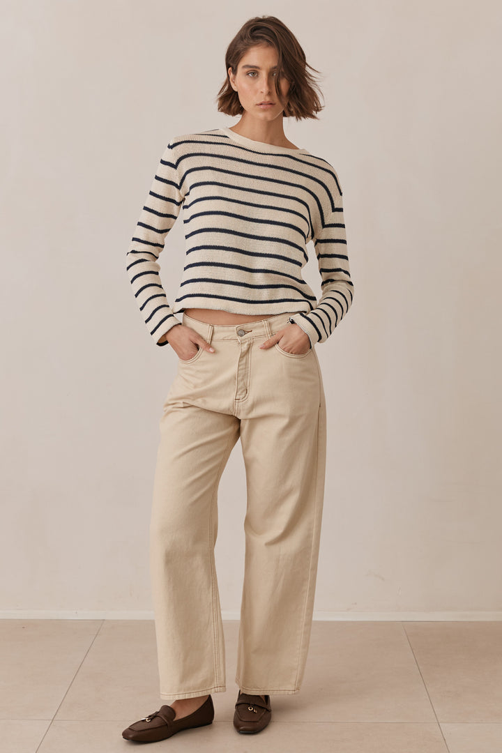 סריג מייקל סטרייפס | בז'/כחול