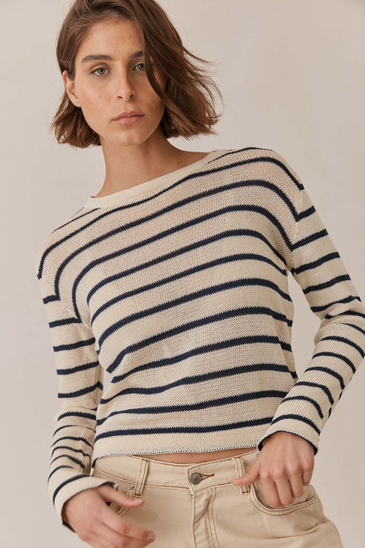 סריג מייקל סטרייפס | בז'/כחול