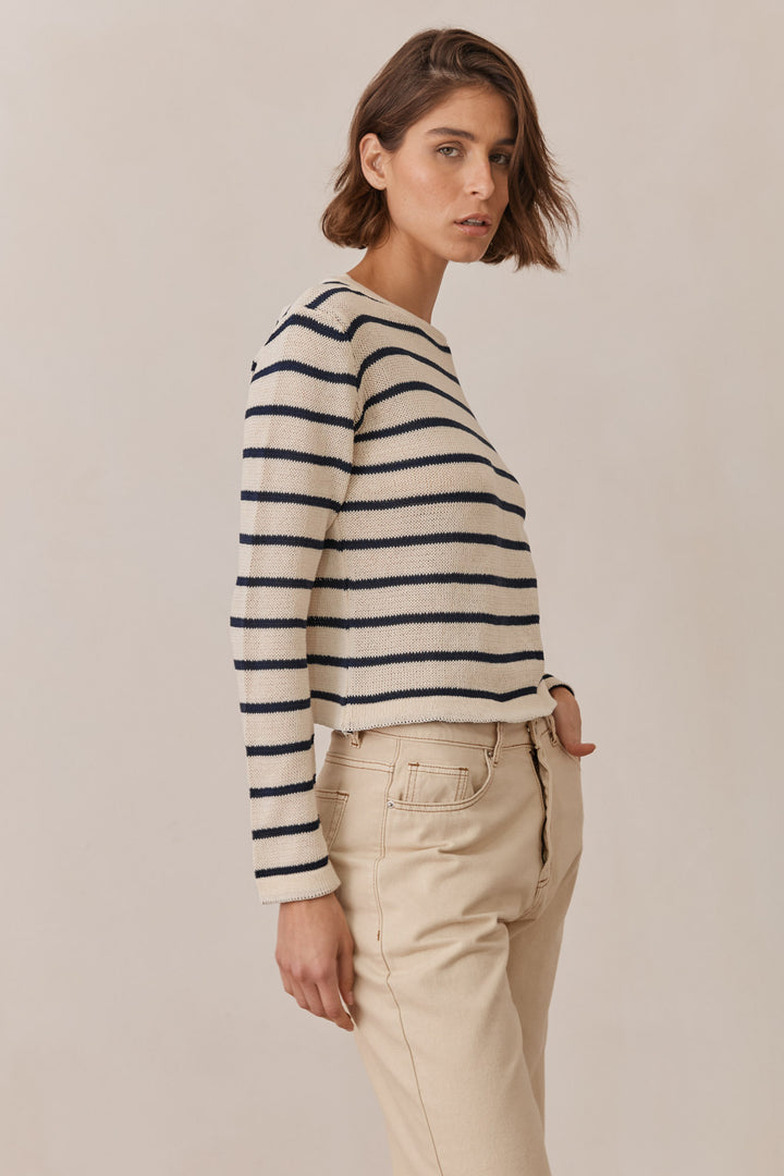 סריג מייקל סטרייפס | בז'/כחול