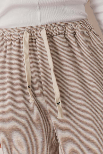 מכנסי סטרייפס אלן בשילוב שרוכי לוגו | חום/לבן