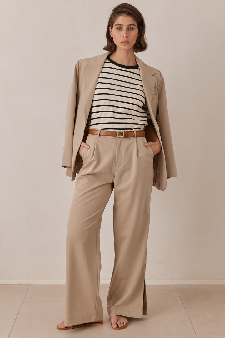 טי שירט אלכס סטרייפס | שמנת/שחור