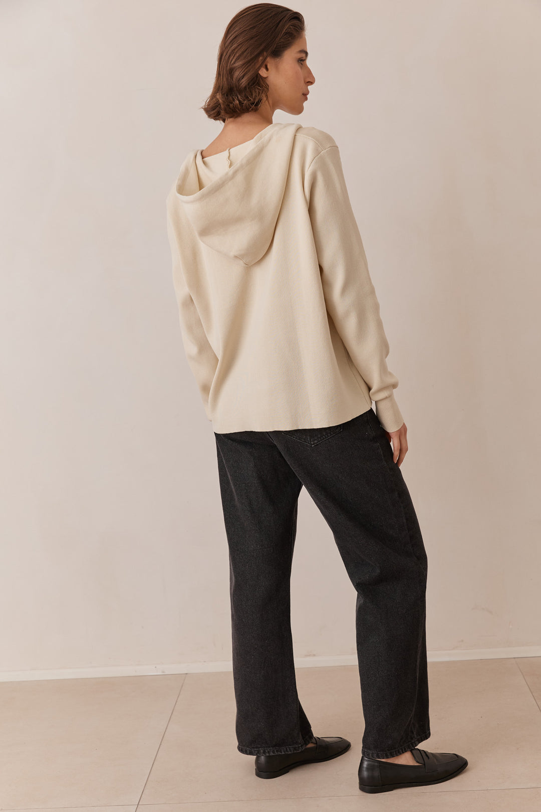 קפוצ'ון סריג נואל בשילוב רוכסן | קרם