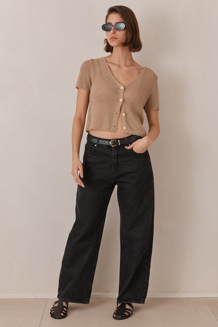 מכופתרת ברנדי בד קרושה | מוקה