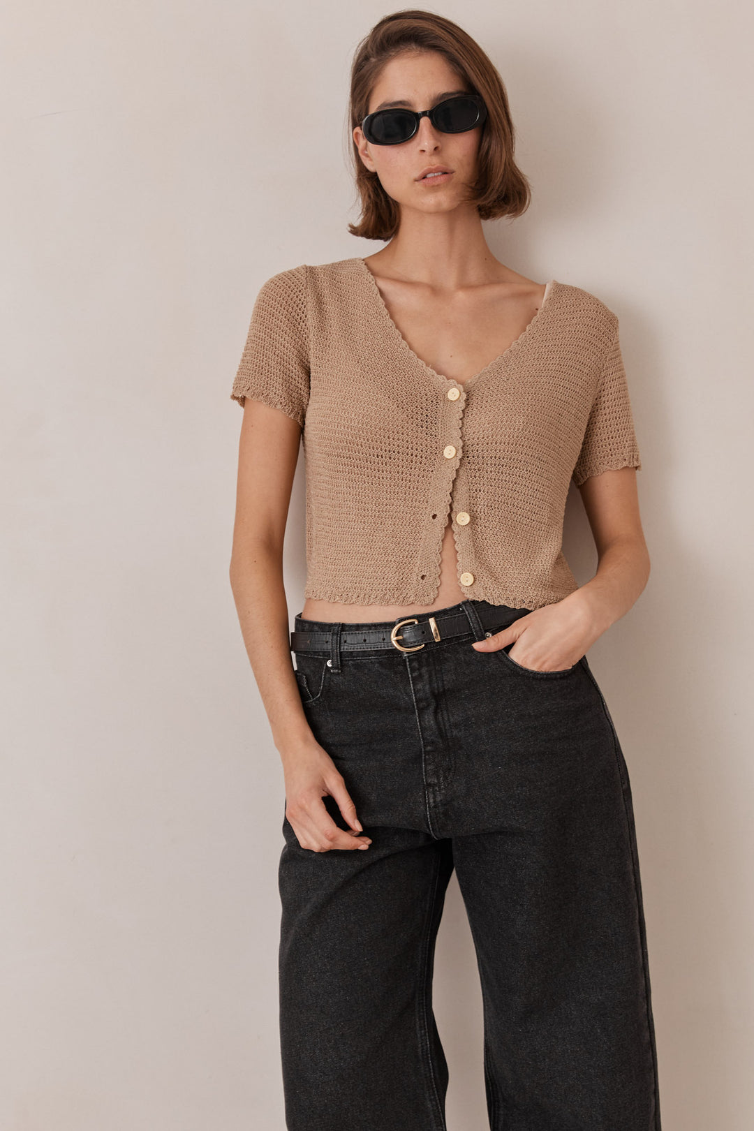 מכופתרת ברנדי בד קרושה | מוקה