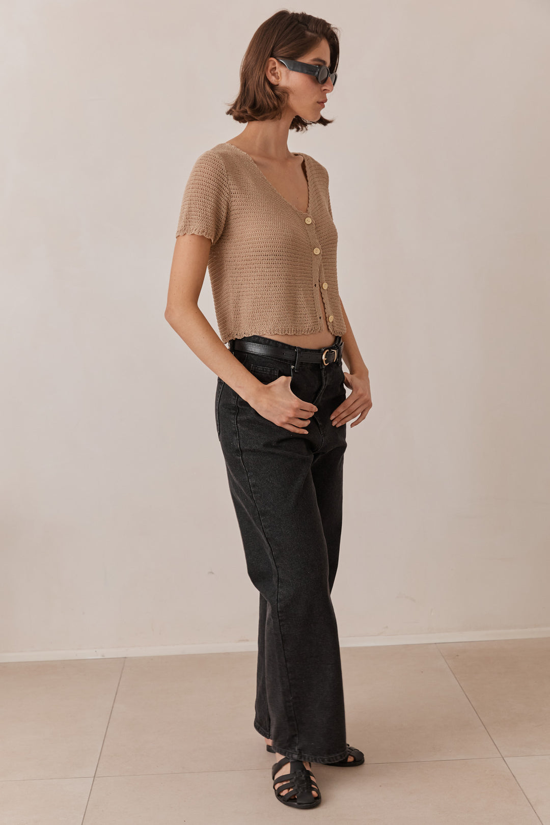 מכופתרת ברנדי בד קרושה | מוקה