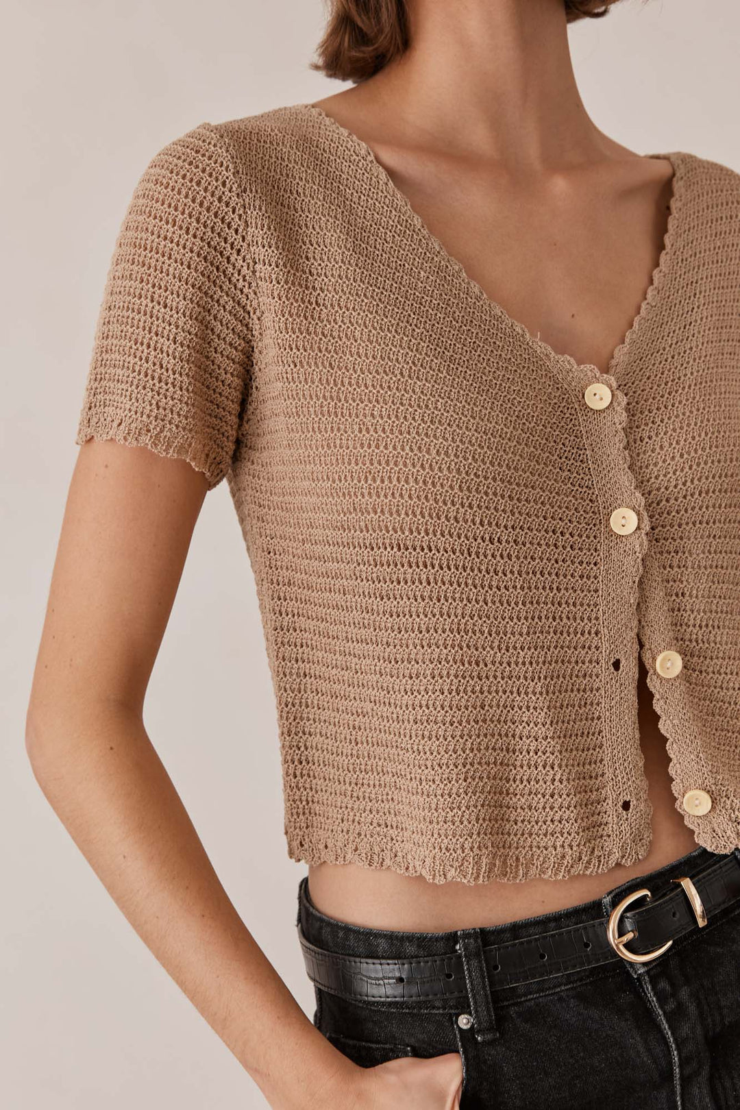 מכופתרת ברנדי בד קרושה | מוקה