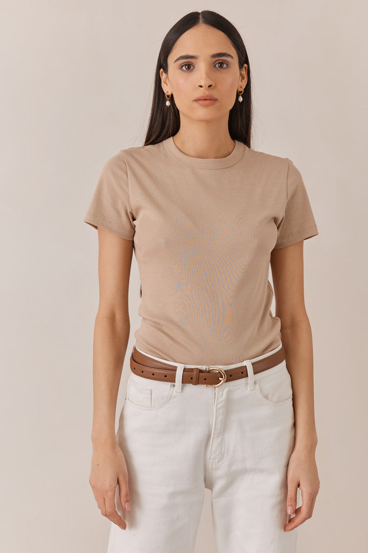 טי שירט בייסיק ריילי בד כותנה | בז'