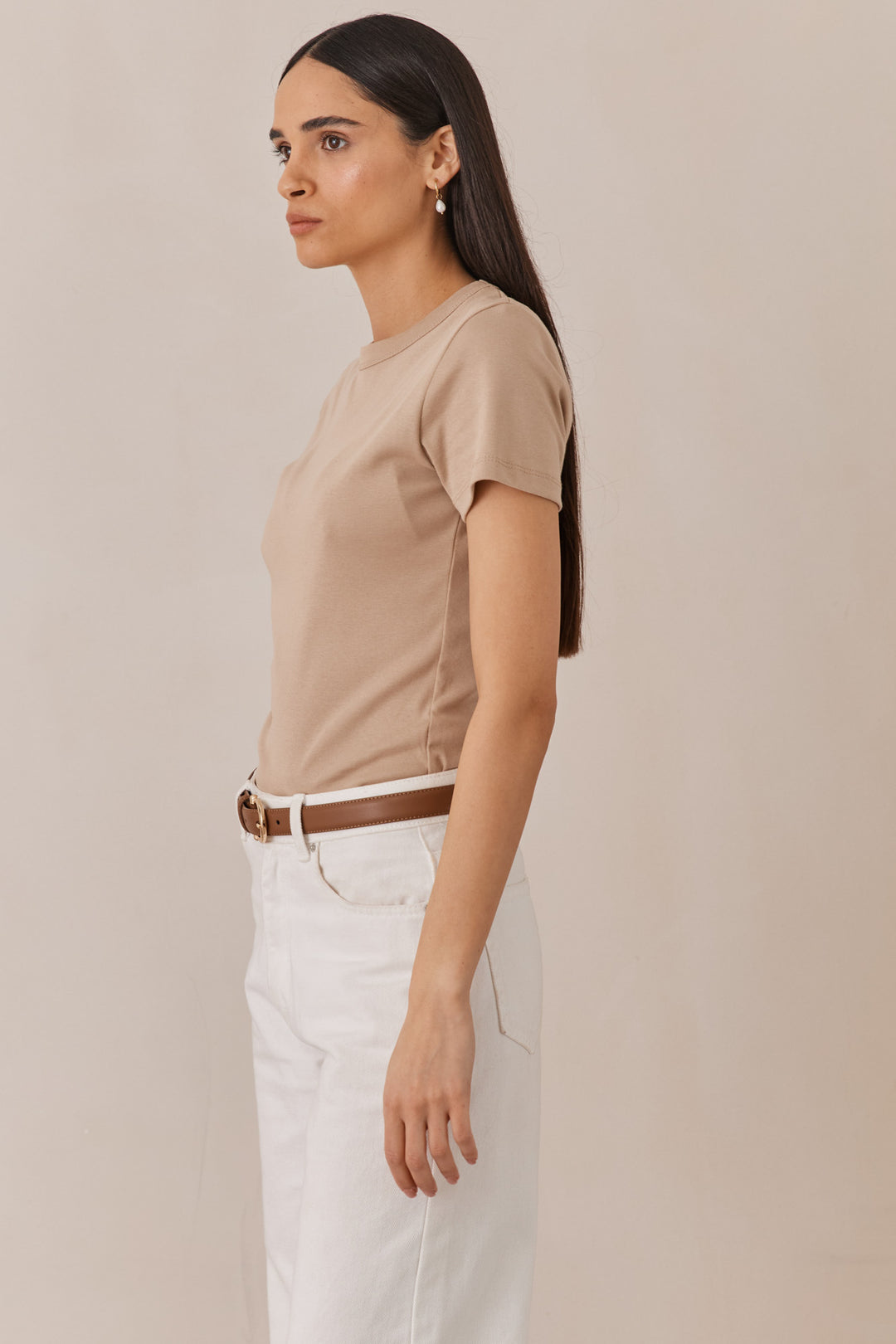 טי שירט בייסיק ריילי בד כותנה | בז'