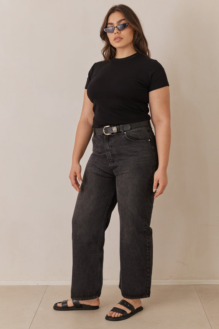 טי שירט בייסיק ריילי בד כותנה | שחור