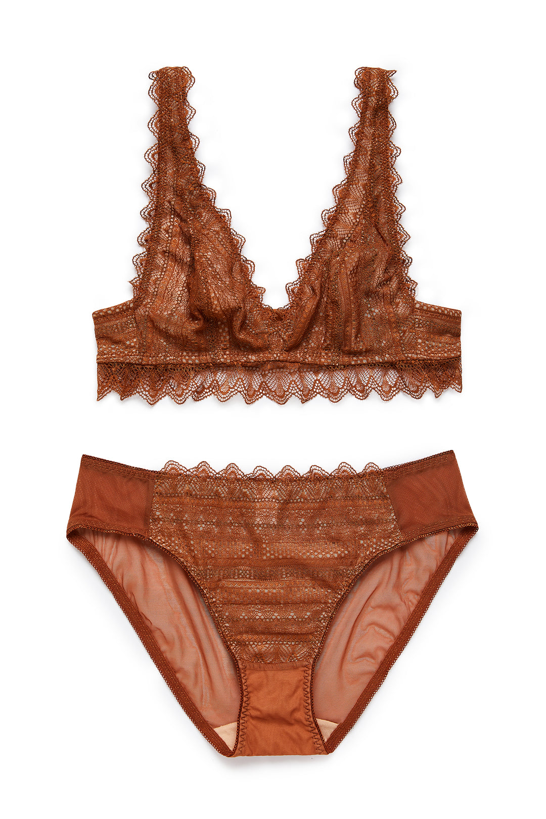 חזיית תחרה אמי בשילוב בטנה | חום