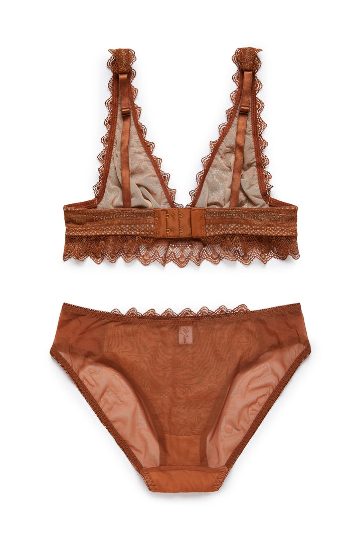 חזיית תחרה אמי בשילוב בטנה | חום