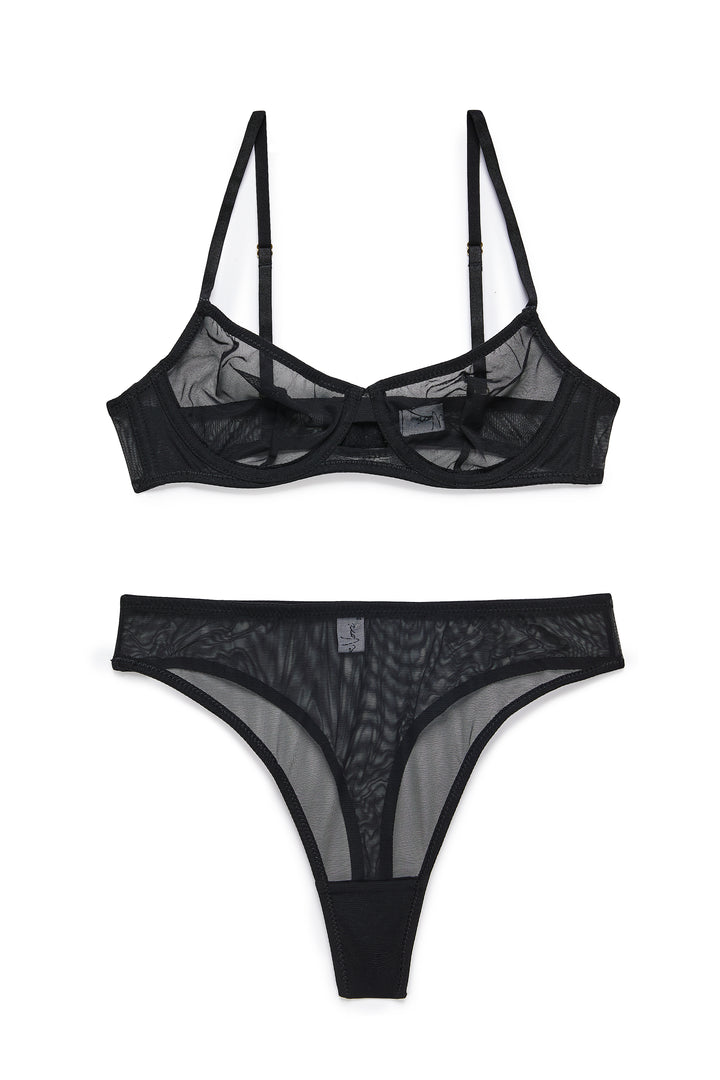 חזיית רשת נסיס בשילוב ברזלים | שחור