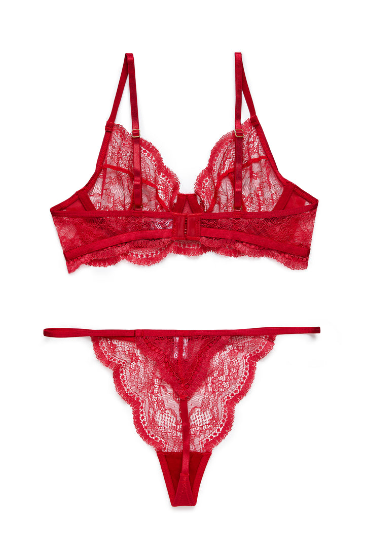 תחתוני חוטיני פרינסס תחרה | אדום