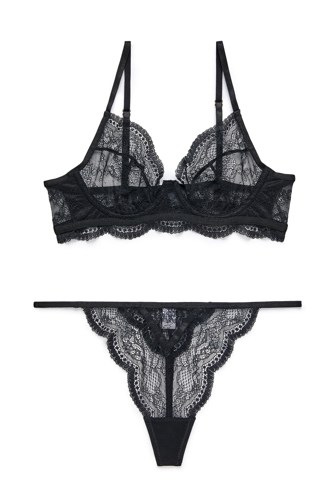 תחתוני חוטיני פרינסס תחרה | שחור