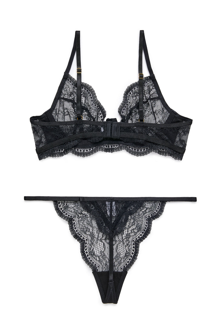 חזיית תחרה פרינסס עם ברזלים | שחור