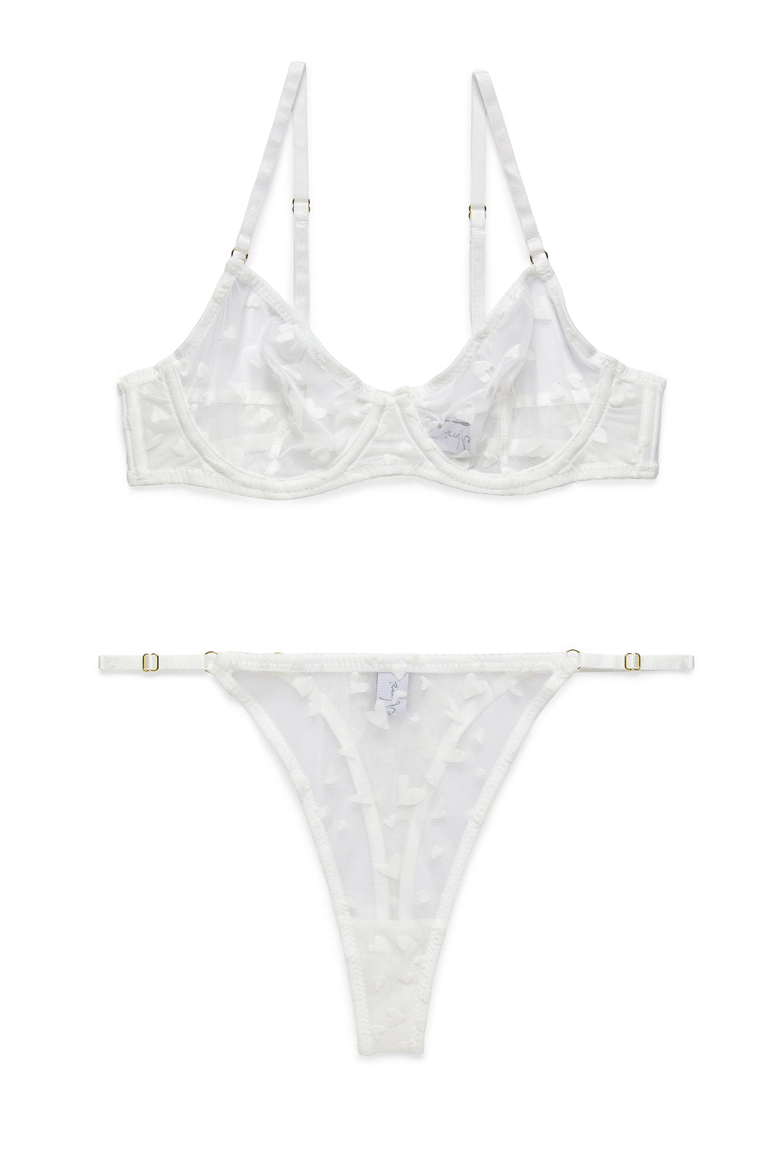 תחתוני חוטיני רשת הארטס רצועות מתכווננות | לבן