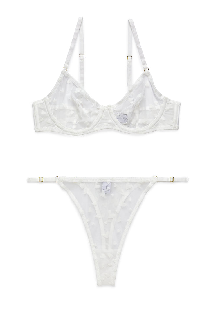 תחתוני חוטיני רשת הארטס רצועות מתכווננות | לבן