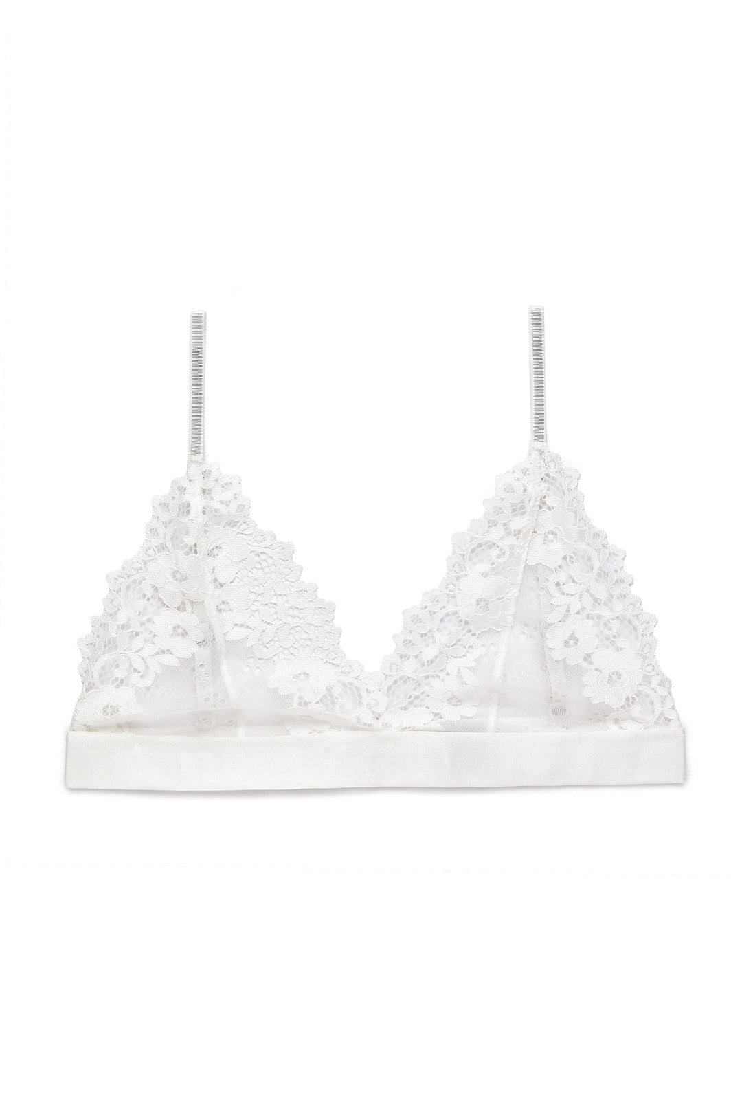 חזיית משולשים תחרה מלרוז פס גומי | לבן