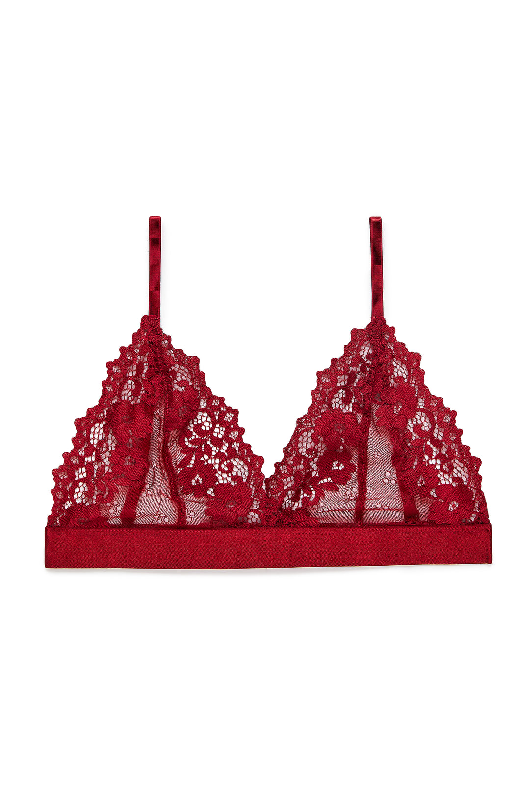 חזיית משולשים תחרה מלרוז פס גומי | בורדו