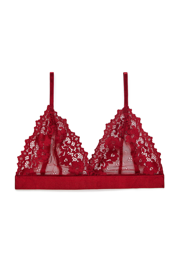 חזיית משולשים תחרה מלרוז פס גומי | בורדו