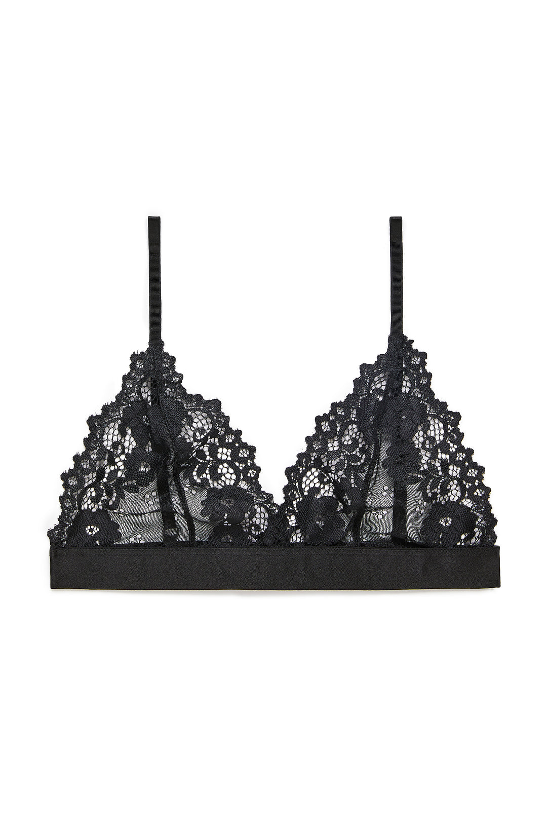 חזיית משולשים תחרה מלרוז פס גומי | שחור