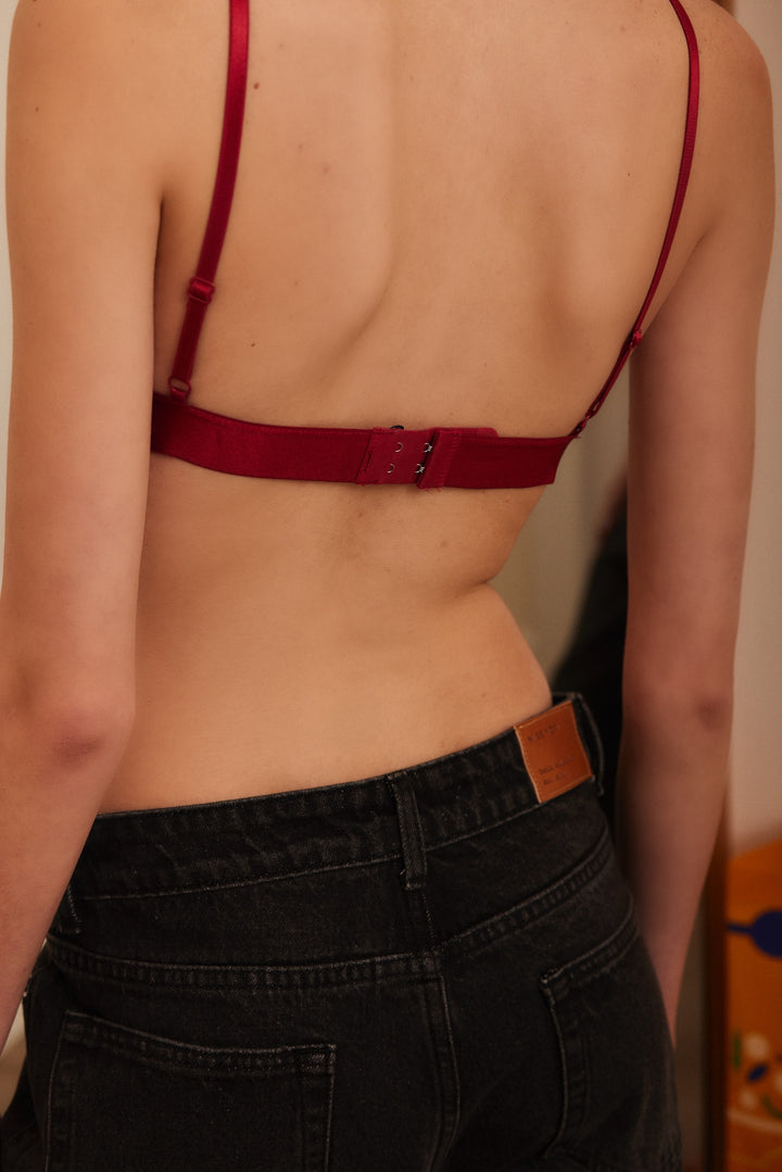 חזיית משולשים תחרה מלרוז פס גומי | בורדו