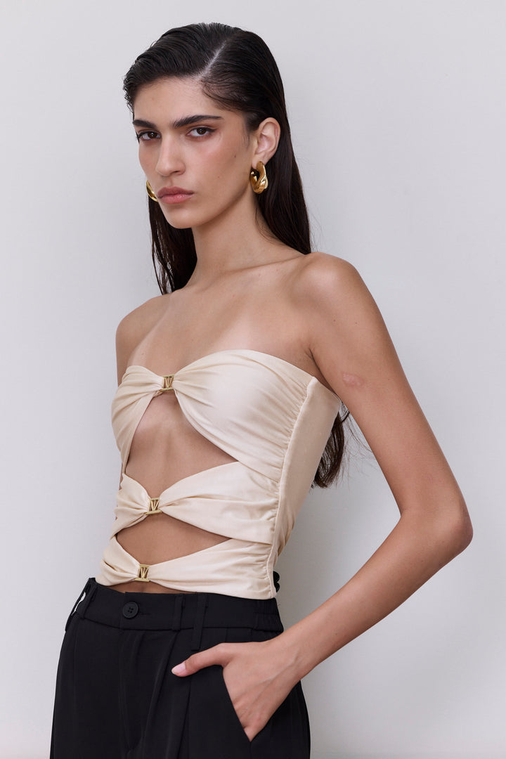 טופ סטרפלס מוניקה קאט אאוטס קדמי | שמפניה