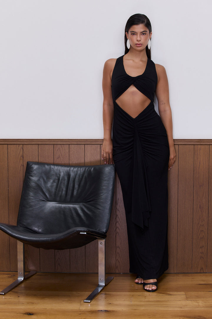 שמלת מקסי פרנסיס קאט אאוט | שחור