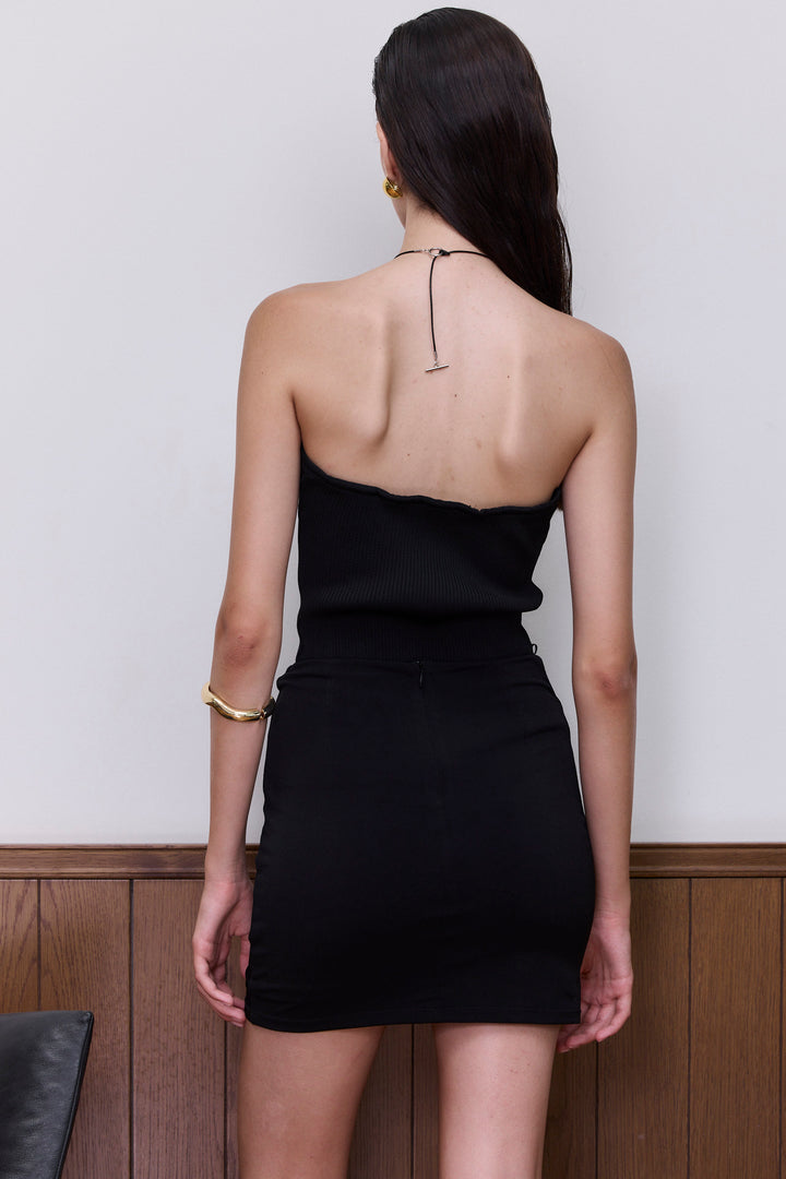 חצאית מרילנד טוויסט קדמי בשילוב אבזם | שחור