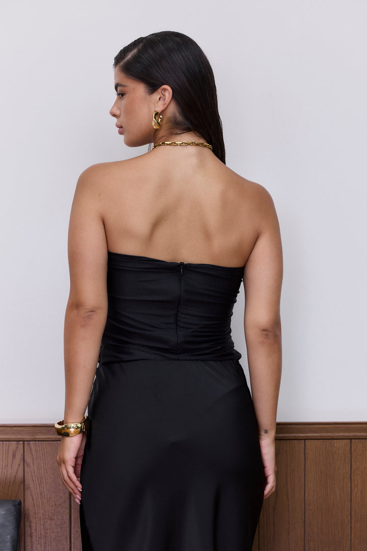 טופ סטרפלס מוניקה קאט אאוטס קדמי | שחור