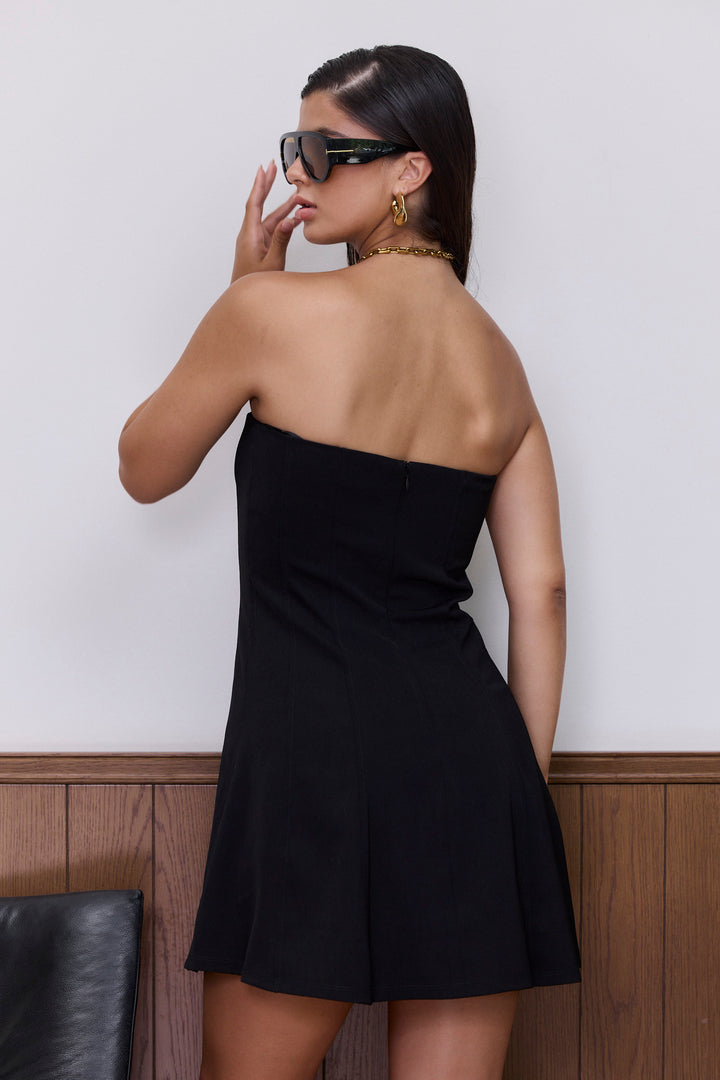 שמלת סטרפלס דיאן גזרת פעמון | שחור