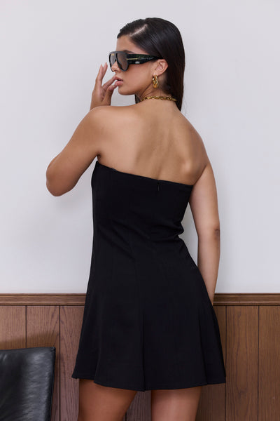 שמלת סטרפלס דיאן גזרת פעמון | שחור