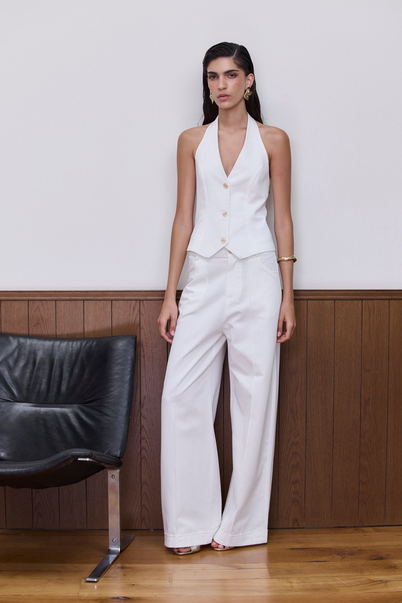 מכנסי אודיה גזרה רחבה | לבן