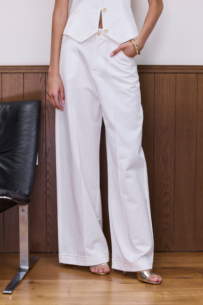 מכנסי אודיה גזרה רחבה | לבן