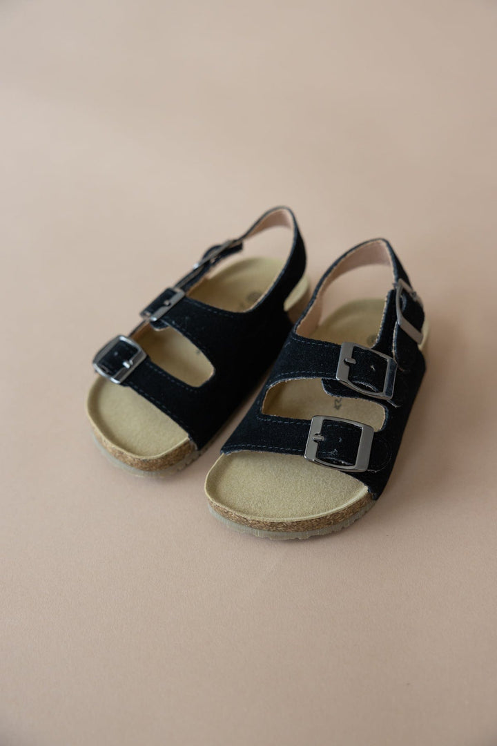 סנדלי שרי רצועה כפולה | שחור