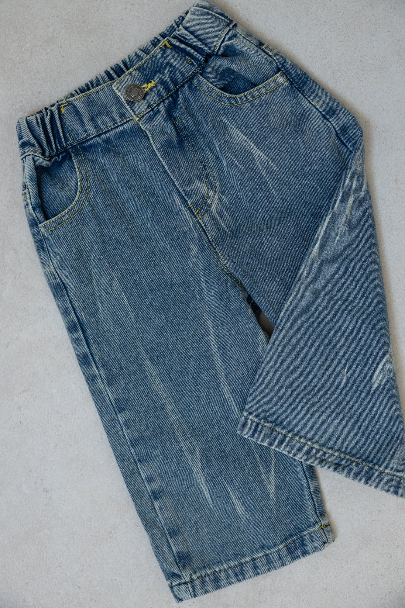 מכנסי דנים בשילוב גומי | ג'ינס כהה