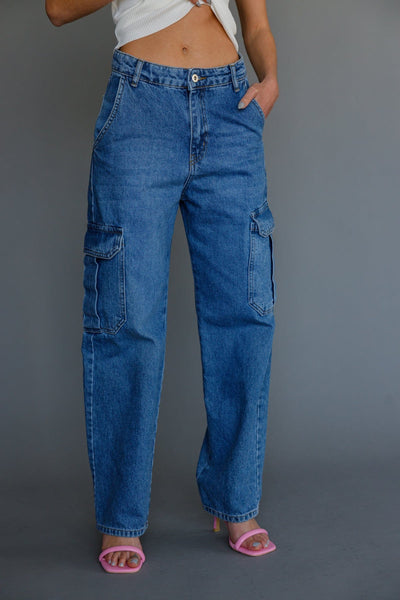 מכנסי ג׳ינס דגמח דיינה כיסים צדדיים | כחול